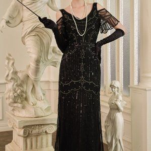 1920s Off Shoulder Cutout Mermaid Prom Dress